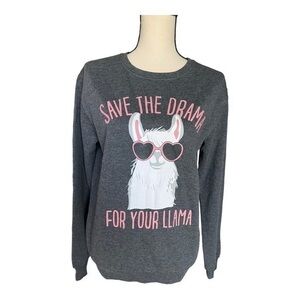 Cold Crush Grey Save The Drama For Your Llama Sweat Shirt Size M